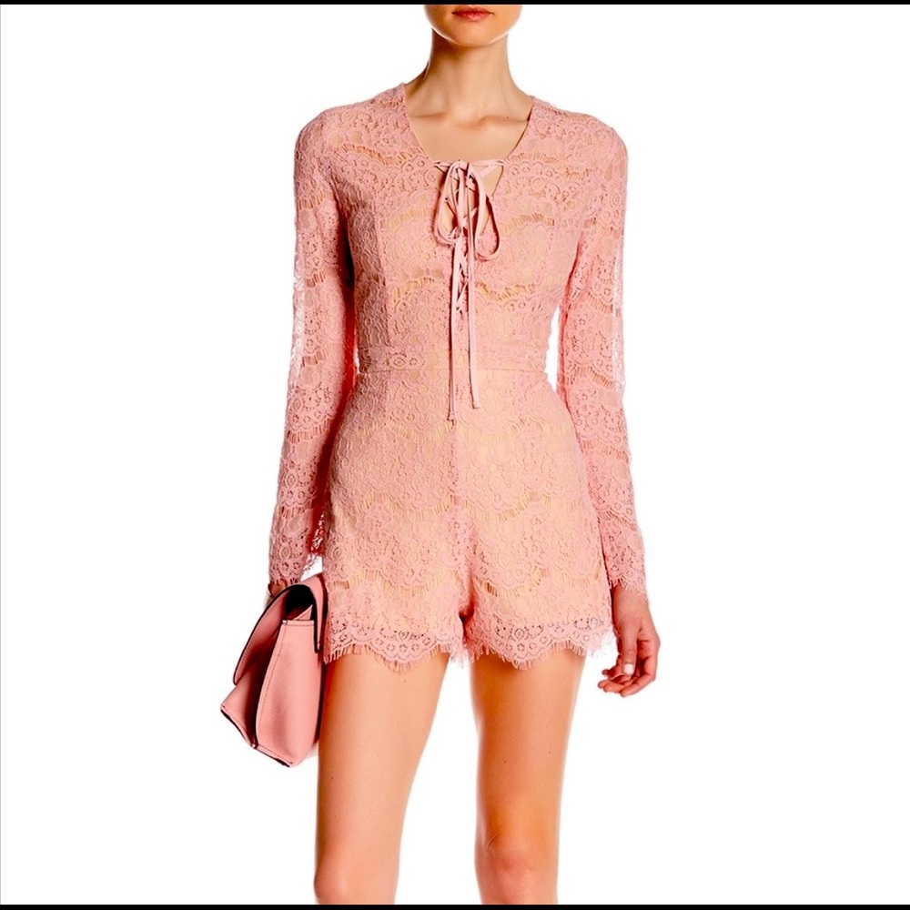 ROMEO + JULIET Pink Lace Romper